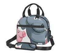 AQRJLPO Elephant and Piggie Printed Insulated Lunch Bag with Shoulder Strap - Reusable Cooler Tote Bags Picnic Bag for Work/School/Picnic/Travel