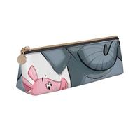 AQRJLPO Elephant and Piggie Printed Stationery Pencil Case, Cute Leather Pencil Bag Pen Case Pouch, School Stationery Organizer Makeup Bag for Boys Girls Students