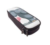 AQRJLPO Elephant and Piggie Prints Leather Pencil Case & Cosmetic Organizer Pouch with Zipper - Waterproof School Supplies, Travel Makeup Bag, Stationery Gift for Students, Women