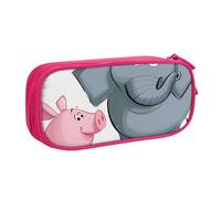 AQRJLPO Elephant and Piggie Prints Pencil Case for Boys Girls Large Capacity Office School Students Stationery Pouch Pencil Holder with 2 Compartments,Pink