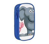 AQRJLPO Elephant and Piggie Prints Pencil Case for Students Boys Girls - Large Capacity Double-Layer Office School Stationery Pouch Pencil Holder,Blue