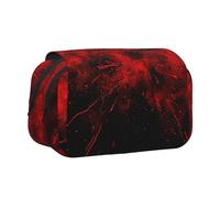 AQRJLPO Explosion Burst Red Black Print Pencil Case Double - Layer Flip Pencil Pouch Pen Organizer Makeup Bag for School, Travel and Work