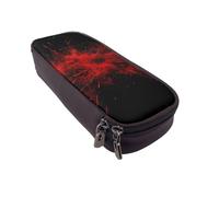 AQRJLPO Explosion Burst Red Black Prints Leather Pencil Case & Cosmetic Organizer Pouch with Zipper - Waterproof School Supplies, Travel Makeup Bag, Stationery Gift for Students, Women