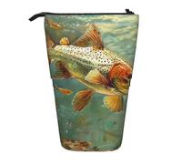 AQRJLPO Fly Fish Print Expandable Pencil Case Organize, Stretchable Travel Stationery & Makeup Pouch Desk Storage Box for School, Office, Travel