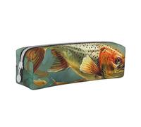 AQRJLPO Fly Fish Printed Leather Simple Pencil Case, Cute Pencil Bag Pen Case Pouch, School Stationery Organizer Makeup Bag for Boys Girls Students