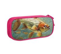 AQRJLPO Fly Fish Prints Pencil Case for Boys Girls Large Capacity Office School Students Stationery Pouch Pencil Holder with 2 Compartments,Pink