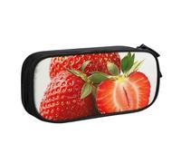 AQRJLPO Fresh Strawberry Prints Pencil Case for Boys Girls Large Capacity Office School Students Stationery Pouch Pencil Holder with 2 Compartments,Black