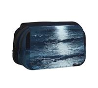 AQRJLPO Full Moon in Night Print Pencil Case Double - Layer Flip Pencil Pouch Pen Organizer Makeup Bag for School, Travel and Work
