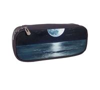 AQRJLPO Full Moon in Night Prints Flip Leather Pencil Case Cute Pen Pencil Pouch Pencil Box Travel Makeup Bag Stationery Gift for Students Girls Boys Women
