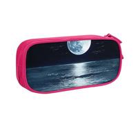 AQRJLPO Full Moon in Night Prints Pencil Case for Boys Girls Large Capacity Office School Students Stationery Pouch Pencil Holder with 2 Compartments,Pink