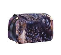 AQRJLPO Funny Owl Outdoors Print Pencil Case Double - Layer Flip Pencil Pouch Pen Organizer Makeup Bag for School, Travel and Work