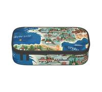 AQRJLPO Greece Map Prints Pencil Case Cute Pen Pencil Pouch Large Capacity Compartment Pencil Box Travel Makeup Bag for Students Girls Boys Women