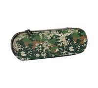 AQRJLPO Green Army Digital Camouflage Print Leather Pencil Case Organize, Multi-Use Travel Cosmetic Bag, Zipper Desk Storage Box Compact Gift for School, Office, Travel