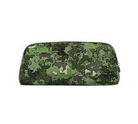 AQRJLPO Green Army Digital Camouflage Print Print Leather Pencil Case with Gold Zipper, Multi-Use Cosmetic & Stationery Organizer, Waterproof Desk Storage Pouch for School, Office & Travel Gifts