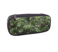AQRJLPO Green Army Digital Camouflage Print Prints Flip Leather Pencil Case Cute Pen Pencil Pouch Pencil Box Travel Makeup Bag Stationery Gift for Students Girls Boys Women
