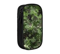 AQRJLPO Green Army Digital Camouflage Print Prints Pencil Case for Students Boys Girls - Large Capacity Double-Layer Office School Stationery Pouch Pencil Holder,Black