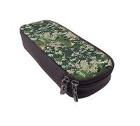AQRJLPO Green Army Digital Camouflage Prints Leather Pencil Case & Cosmetic Organizer Pouch with Zipper - Waterproof School Supplies, Travel Makeup Bag, Stationery Gift for Students, Women