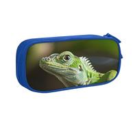 AQRJLPO Green Lizard Prints Pencil Case for Boys Girls Large Capacity Office School Students Stationery Pouch Pencil Holder with 2 Compartments,Blue