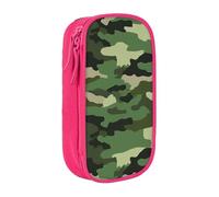 AQRJLPO Green Military Camouflage Prints Pencil Case for Students Boys Girls - Large Capacity Double-Layer Office School Stationery Pouch Pencil Holder,Pink