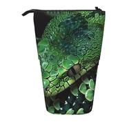 AQRJLPO Green Snakeskin Art Print Expandable Pencil Case Organize, Stretchable Travel Stationery & Makeup Pouch Desk Storage Box for School, Office, Travel