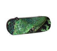 AQRJLPO Green Snakeskin Art Print Leather Pencil Case Organize, Multi-Use Travel Cosmetic Bag, Zipper Desk Storage Box Compact Gift for School, Office, Travel