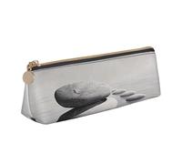 AQRJLPO Grey Zen Stones Picture Printed Stationery Pencil Case, Cute Leather Pencil Bag Pen Case Pouch, School Stationery Organizer Makeup Bag for Boys Girls Students