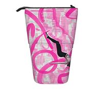 AQRJLPO Gymnastics Pink Print Expandable Pencil Case Organize, Stretchable Travel Stationery & Makeup Pouch Desk Storage Box for School, Office, Travel