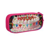AQRJLPO Happy Birthday Big Cake Prints Pencil Case for Boys Girls Large Capacity Office School Students Stationery Pouch Pencil Holder with 2 Compartments,Pink