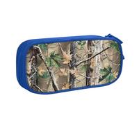 AQRJLPO Hardwoods Green Camouflage Prints Pencil Case for Boys Girls Large Capacity Office School Students Stationery Pouch Pencil Holder with 2 Compartments,Blue
