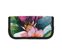 AQRJLPO Hawaiian Flower Art Print Print Canvas Pencil Case for Boys Girls Women, Cosmetic & Stationery Organizer, Zipper Desk Storage Pouch for School, Office & Travel Gifts