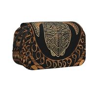 AQRJLPO Hawaiian Tapa Honu Turtle Print Pencil Case Double - Layer Flip Pencil Pouch Pen Organizer Makeup Bag for School, Travel and Work