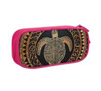 AQRJLPO Hawaiian Tapa Honu Turtle Prints Pencil Case for Boys Girls Large Capacity Office School Students Stationery Pouch Pencil Holder with 2 Compartments,Pink