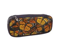 AQRJLPO Heaps of Orange Monarch Butterflies Prints Flip Leather Pencil Case Cute Pen Pencil Pouch Pencil Box Travel Makeup Bag Stationery Gift for Students Girls Boys Women