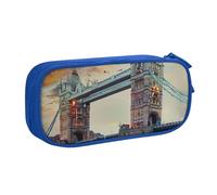 AQRJLPO Historic Old Tower Bridge London Prints Pencil Case for Boys Girls Large Capacity Office School Students Stationery Pouch Pencil Holder with 2 Compartments,Blue