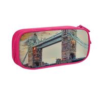 AQRJLPO Historic Old Tower Bridge London Prints Pencil Case for Boys Girls Large Capacity Office School Students Stationery Pouch Pencil Holder with 2 Compartments,Pink