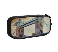 AQRJLPO Historic Old Tower Bridge London Prints Pencil Case for Boys Girls Large Capacity Office School Students Stationery Pouch Pencil Holder with 2 Compartments,Black