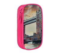 AQRJLPO Historic Old Tower Bridge London Prints Pencil Case for Students Boys Girls - Large Capacity Double-Layer Office School Stationery Pouch Pencil Holder,Pink