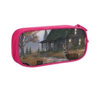 AQRJLPO Holiday Home Deer Hunting Prints Pencil Case for Boys Girls Large Capacity Office School Students Stationery Pouch Pencil Holder with 2 Compartments,Pink