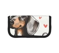 AQRJLPO I Love My Dog Dachshunds Print Canvas Pencil Case for Boys Girls Women, Cosmetic & Stationery Organizer, Zipper Desk Storage Pouch for School, Office & Travel Gifts