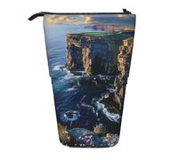 AQRJLPO Ireland Outdoors County Clare The Cliffs Print Expandable Pencil Case Organize, Stretchable Travel Stationery & Makeup Pouch Desk Storage Box for School, Office, Travel