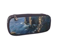 AQRJLPO Ireland Outdoors County Clare The Cliffs Prints Flip Leather Pencil Case Cute Pen Pencil Pouch Pencil Box Travel Makeup Bag Stationery Gift for Students Girls Boys Women