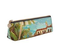 AQRJLPO Island of Cuba Printed Stationery Pencil Case, Cute Leather Pencil Bag Pen Case Pouch, School Stationery Organizer Makeup Bag for Boys Girls Students