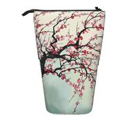 AQRJLPO Japanese Cherry Tree Print Expandable Pencil Case Organize, Stretchable Travel Stationery & Makeup Pouch Desk Storage Box for School, Office, Travel