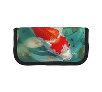 AQRJLPO Japanese Pretty Koi Fish Print Canvas Pencil Case for Boys Girls Women, Cosmetic & Stationery Organizer, Zipper Desk Storage Pouch for School, Office & Travel Gifts