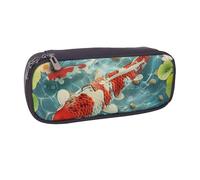 AQRJLPO Japanese Pretty Koi Fishs Prints Flip Leather Pencil Case Cute Pen Pencil Pouch Pencil Box Travel Makeup Bag Stationery Gift for Students Girls Boys Women