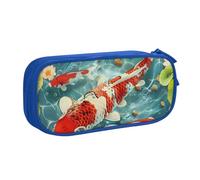 AQRJLPO Japanese Pretty Koi Fishs Prints Pencil Case for Boys Girls Large Capacity Office School Students Stationery Pouch Pencil Holder with 2 Compartments,Blue