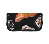 AQRJLPO Japanese Sushi Black Print Canvas Pencil Case for Boys Girls Women, Cosmetic & Stationery Organizer, Zipper Desk Storage Pouch for School, Office & Travel Gifts