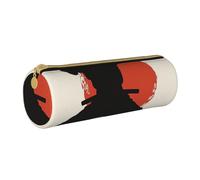 AQRJLPO Karate Men Print Printed Round Pencil Case, Cute Leather Pencil Bag Pen Case Pouch, School Stationery Organizer Makeup Bag for Boys Girls Students