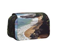 AQRJLPO Kauai Hawaii Seashore Print Pencil Case Double - Layer Flip Pencil Pouch Pen Organizer Makeup Bag for School, Travel and Work