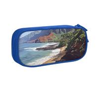 AQRJLPO Kauai Hawaii Seashore Prints Pencil Case for Boys Girls Large Capacity Office School Students Stationery Pouch Pencil Holder with 2 Compartments,Blue